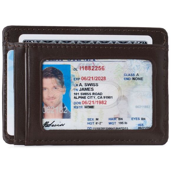 Alpine Swiss Mens RFID Safe Money Clip Minimalist Wallet ID Window Card Holder - Picture 2 of 7